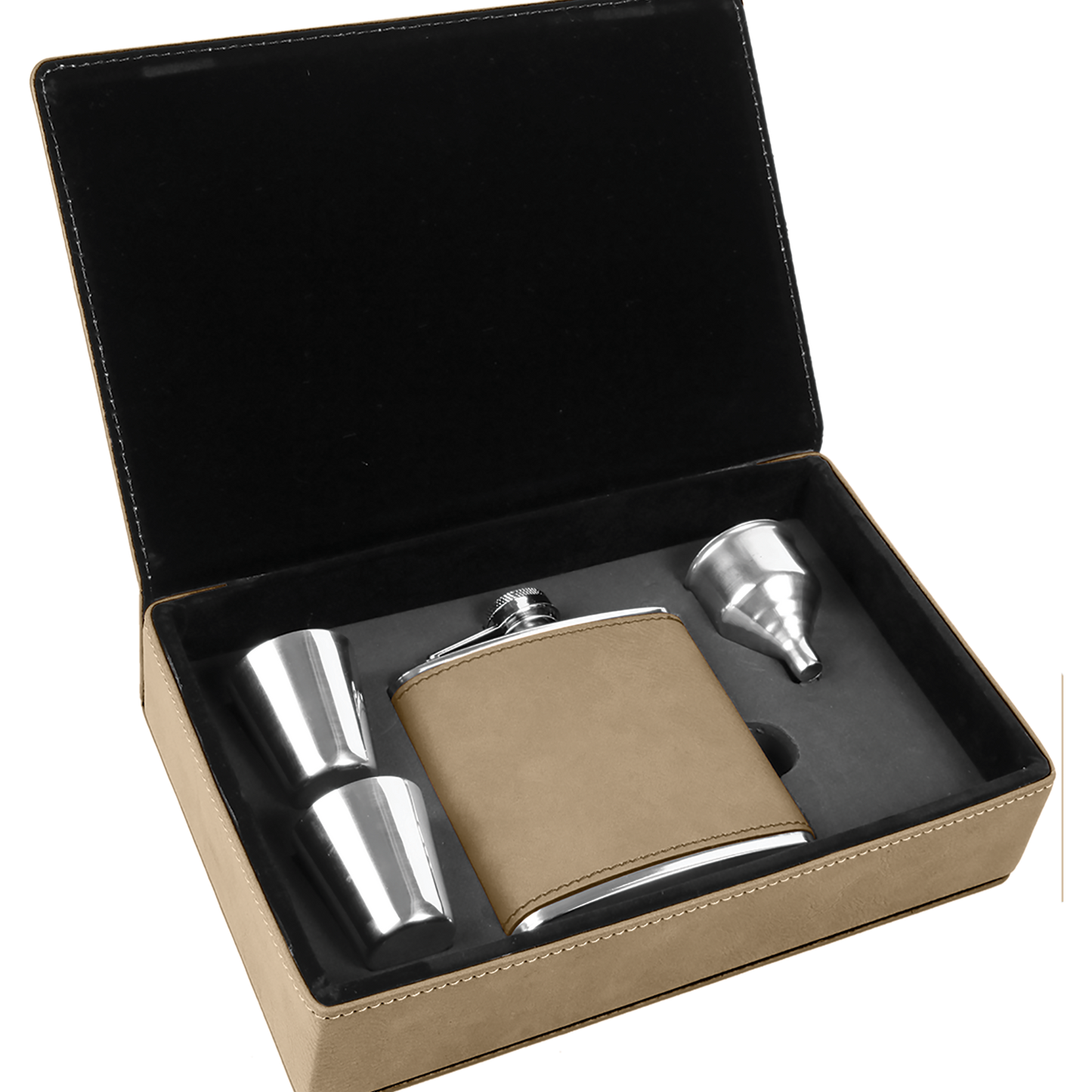 Leatherette Flask Gift Set