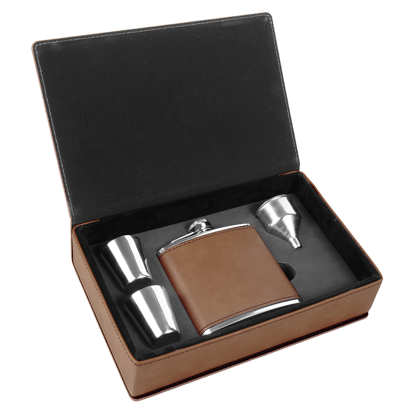 Leatherette Flask Gift Set