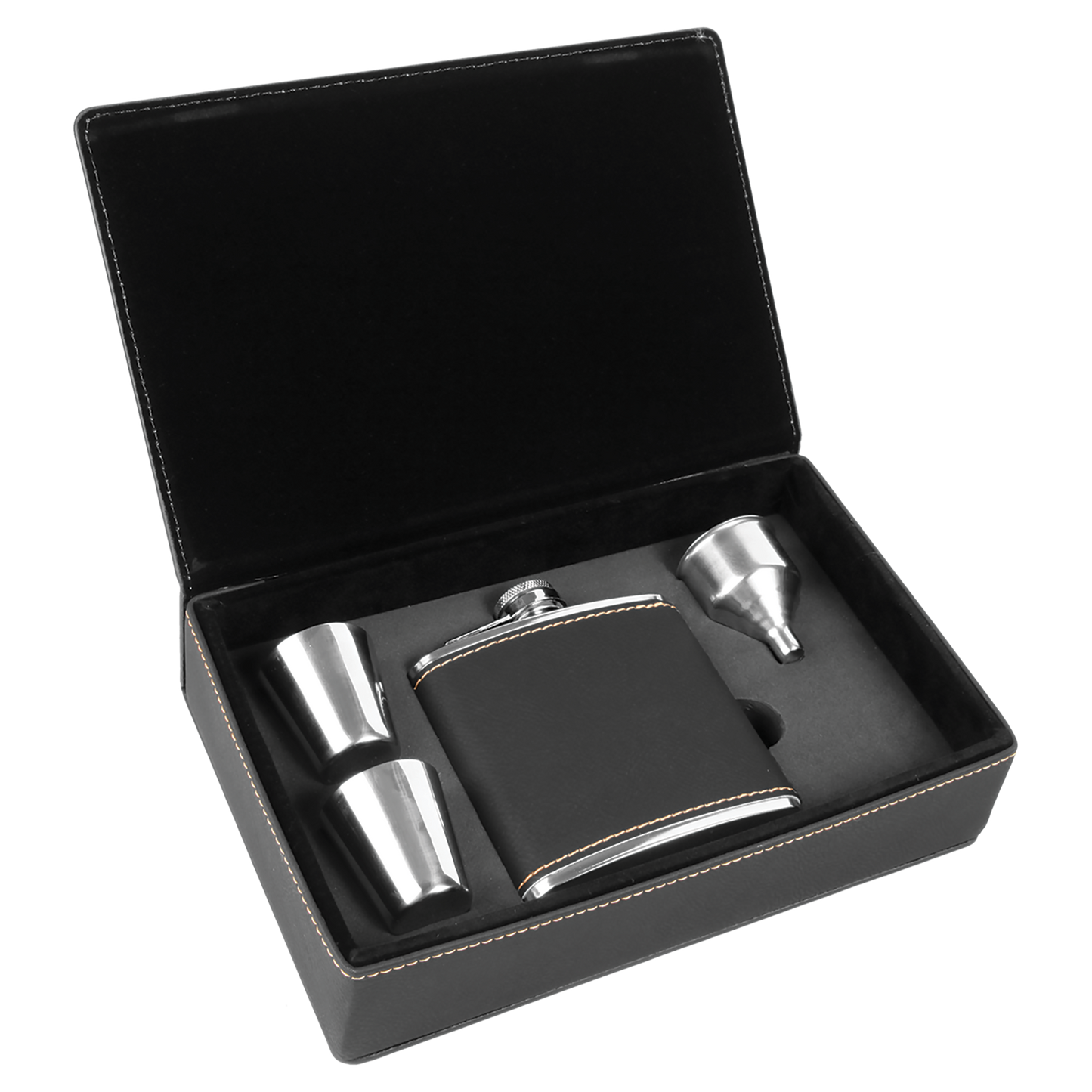 Leatherette Flask Gift Set