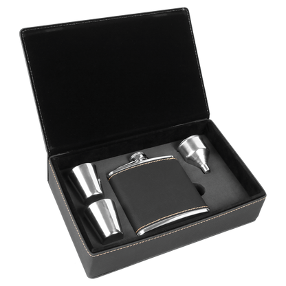 Leatherette Flask Gift Set