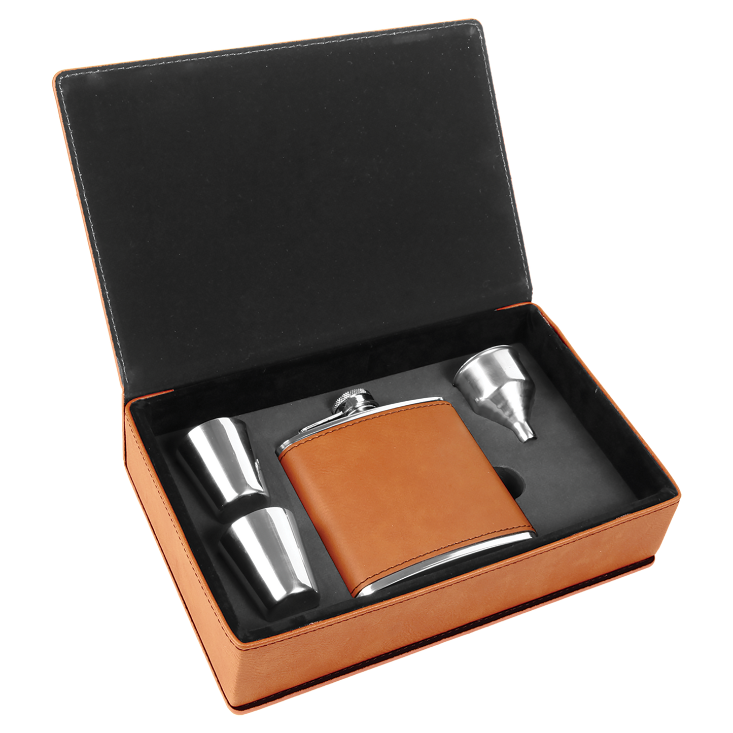 Leatherette Flask Gift Set