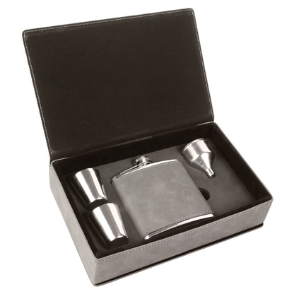 Leatherette Flask Gift Set