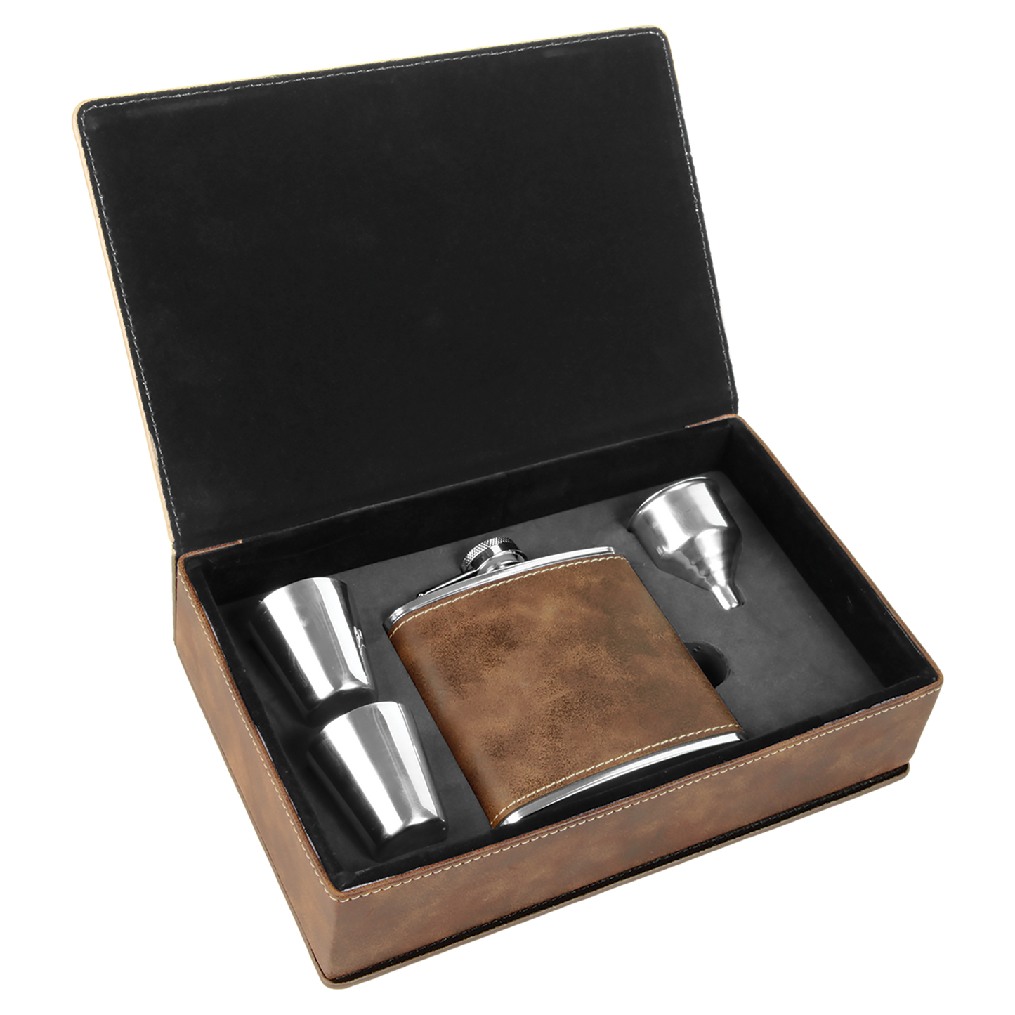 Leatherette Flask Gift Set