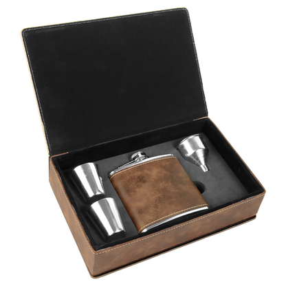 Leatherette Flask Gift Set