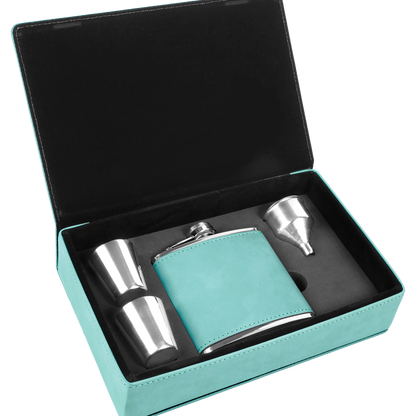 Leatherette Flask Gift Set