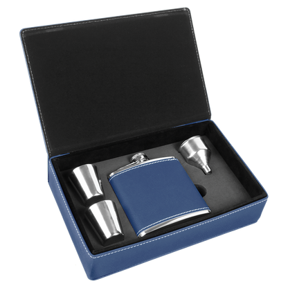 Leatherette Flask Gift Set