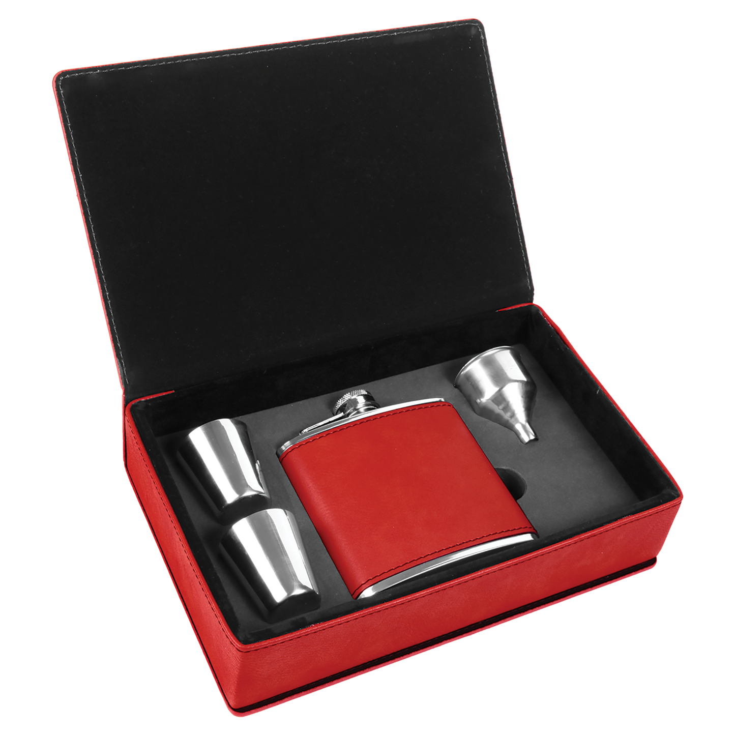 Leatherette Flask Gift Set